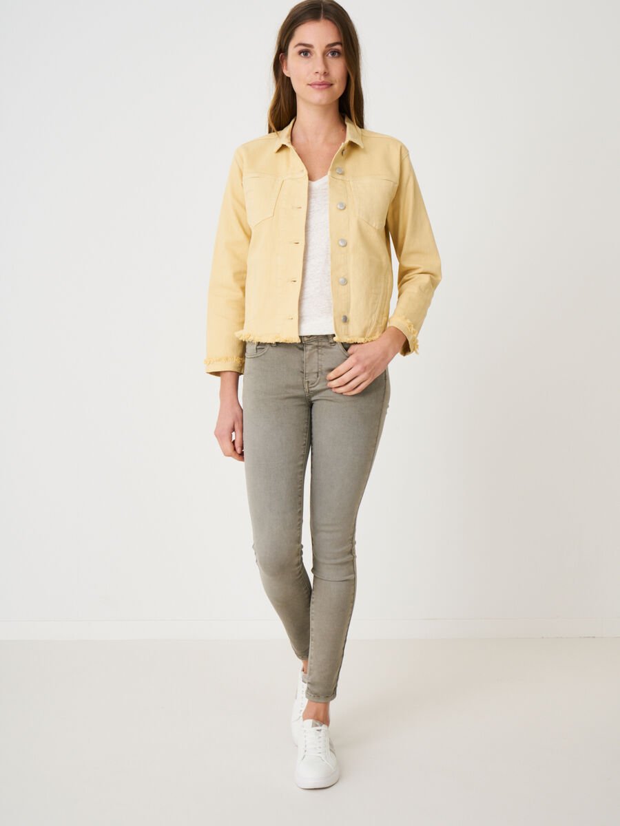 Repeat Cashmere Denim Jasje Met Franje