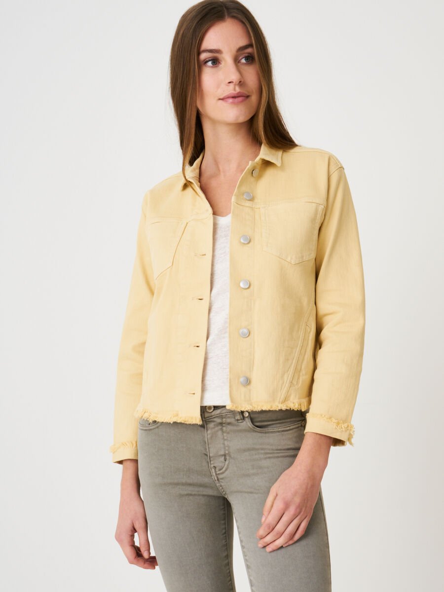 repeat cashmere Denim jasje met franje