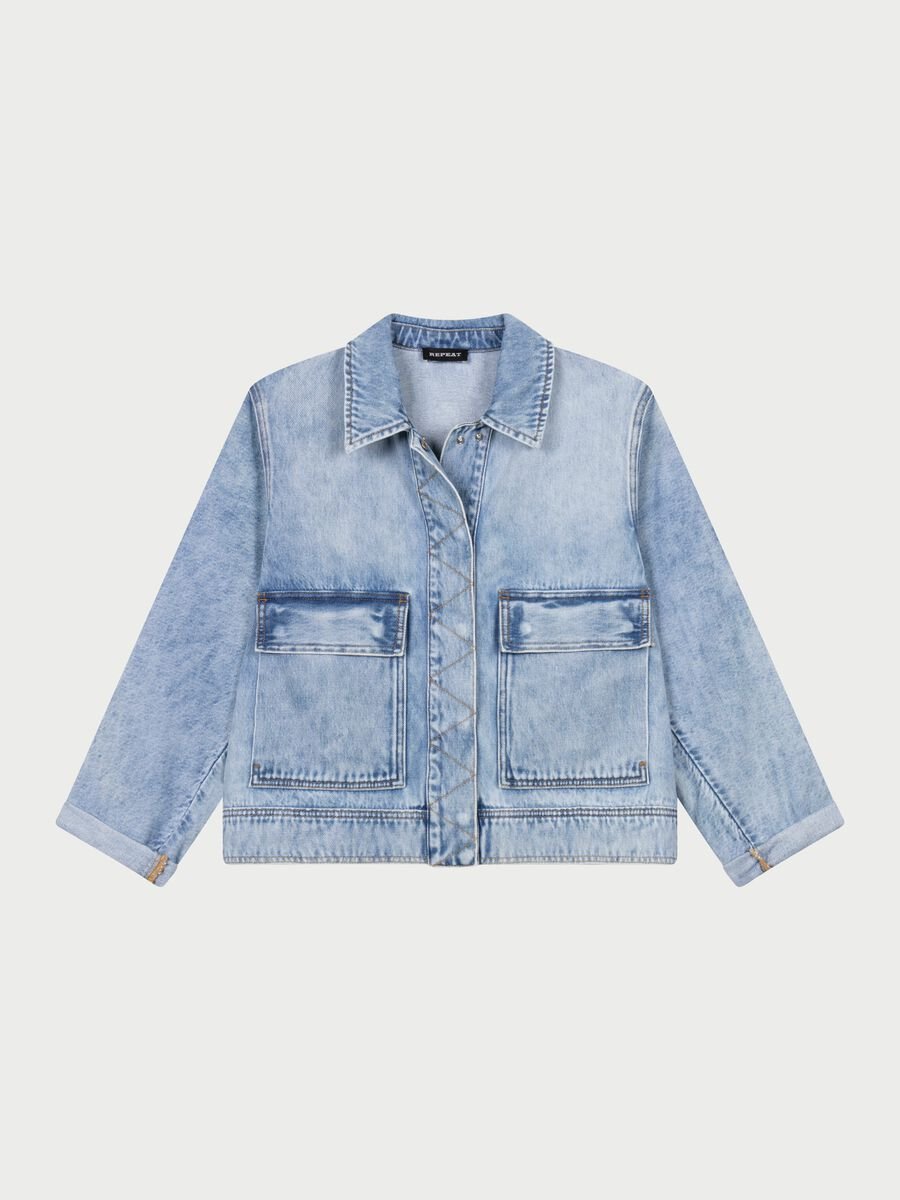 repeat cashmere Denim jasje met oversized zakken