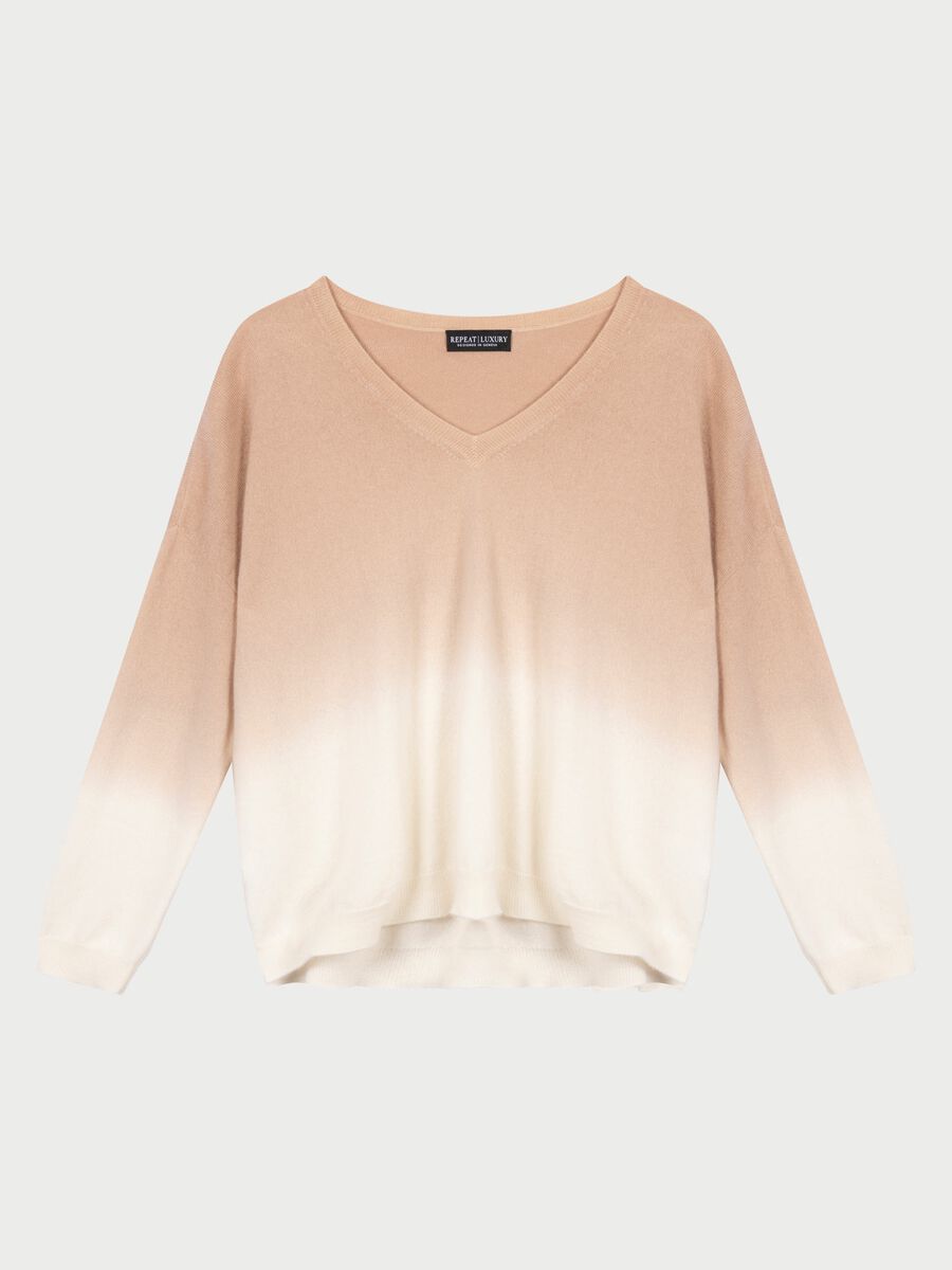 repeat cashmere Dip-dye cashmere trui met V-hals