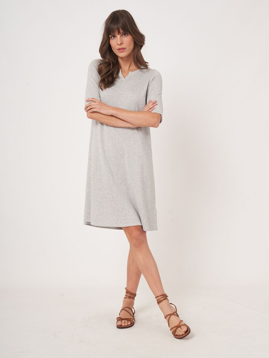 repeat cashmere Fijn gebreide jurk van katoenmix