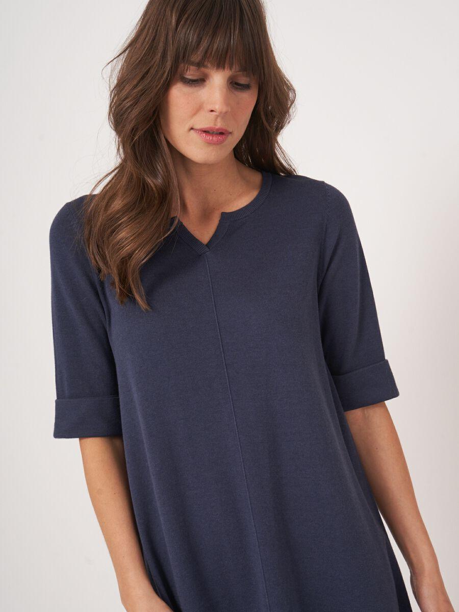 Repeat Cashmere Fijn Gebreide Jurk Van Katoenmix