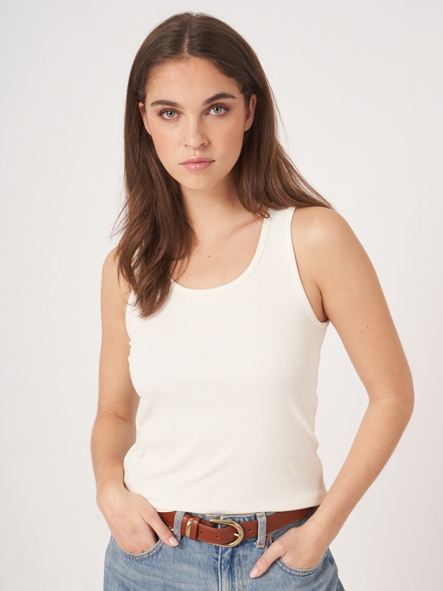 Repeat Cashmere Fijn Ribgebreid Jersey Top