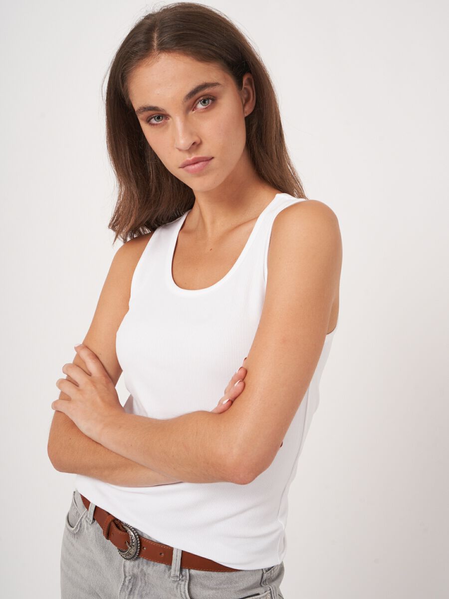 Repeat Cashmere Fijn Ribgebreid Jersey Top