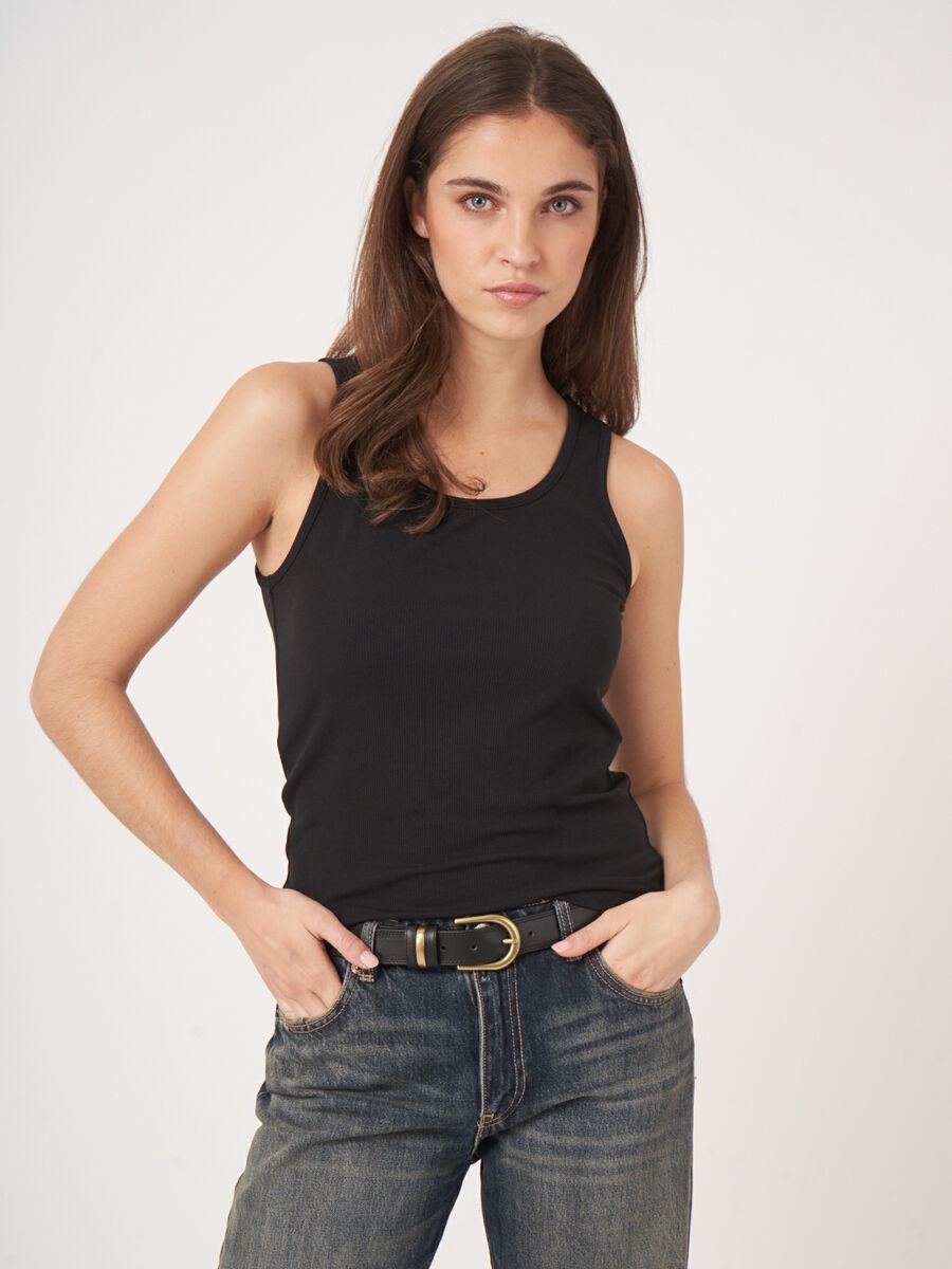 repeat cashmere Fijn ribgebreid jersey top