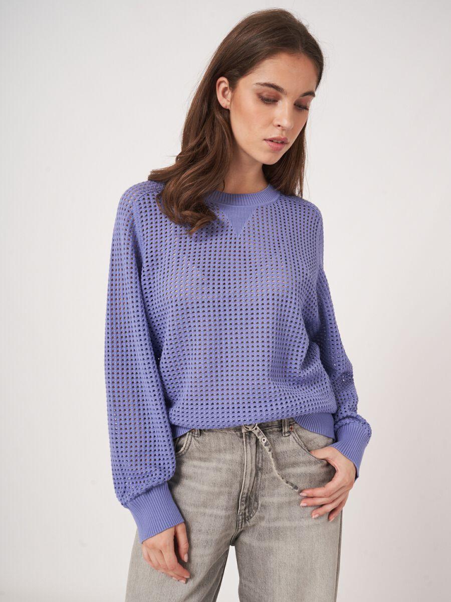 Repeat Cashmere Gebreide Ajour Trui Van Katoenmix