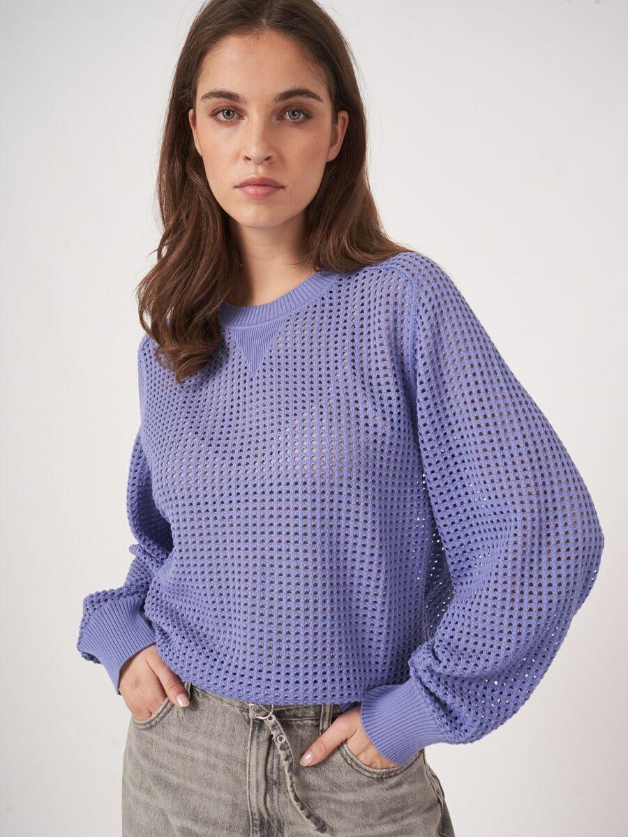 Repeat Cashmere Gebreide Ajour Trui Van Katoenmix