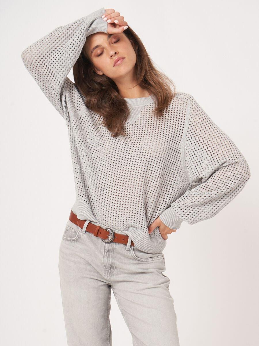 Repeat Cashmere Gebreide Ajour Trui Van Katoenmix