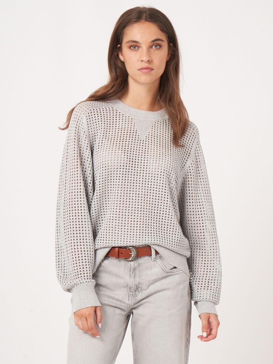 Repeat Cashmere Gebreide Ajour Trui Van Katoenmix