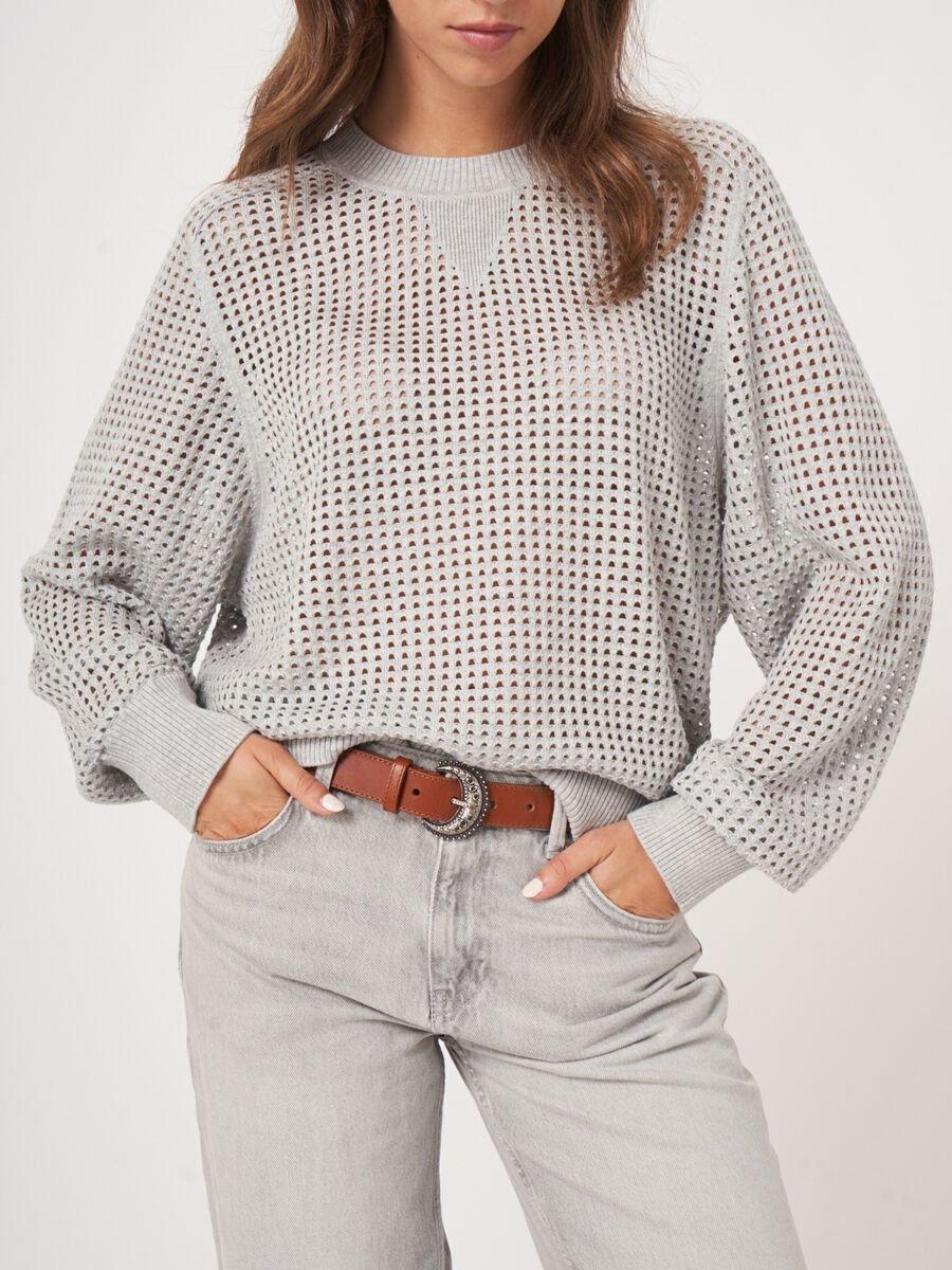 Repeat Cashmere Gebreide Ajour Trui Van Katoenmix