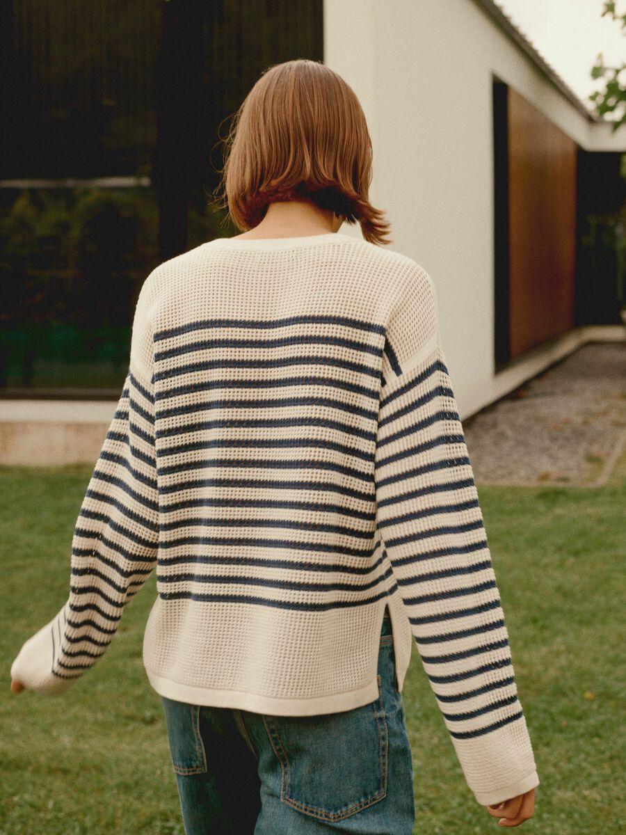 Repeat Cashmere Gestreepte Ajour Trui