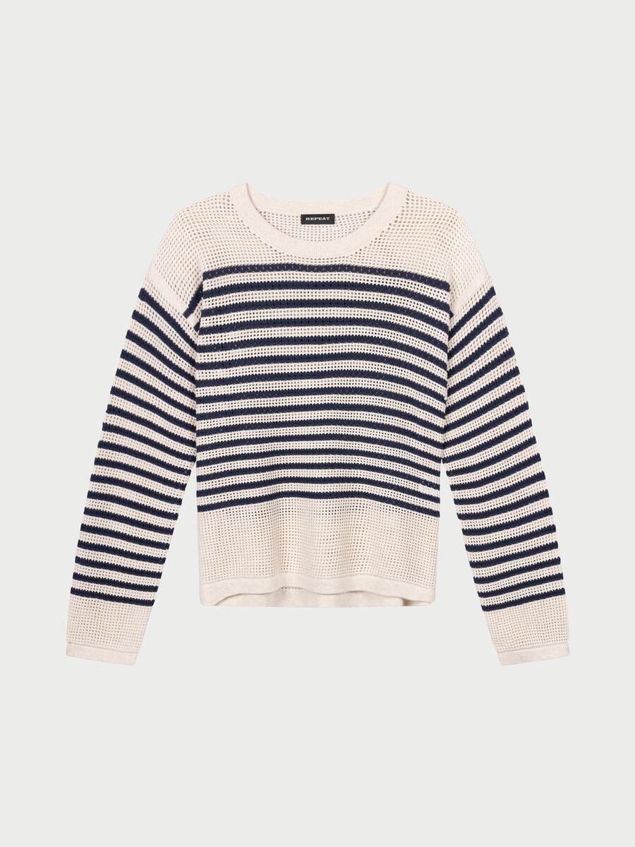 Repeat Cashmere Gestreepte Ajour Trui