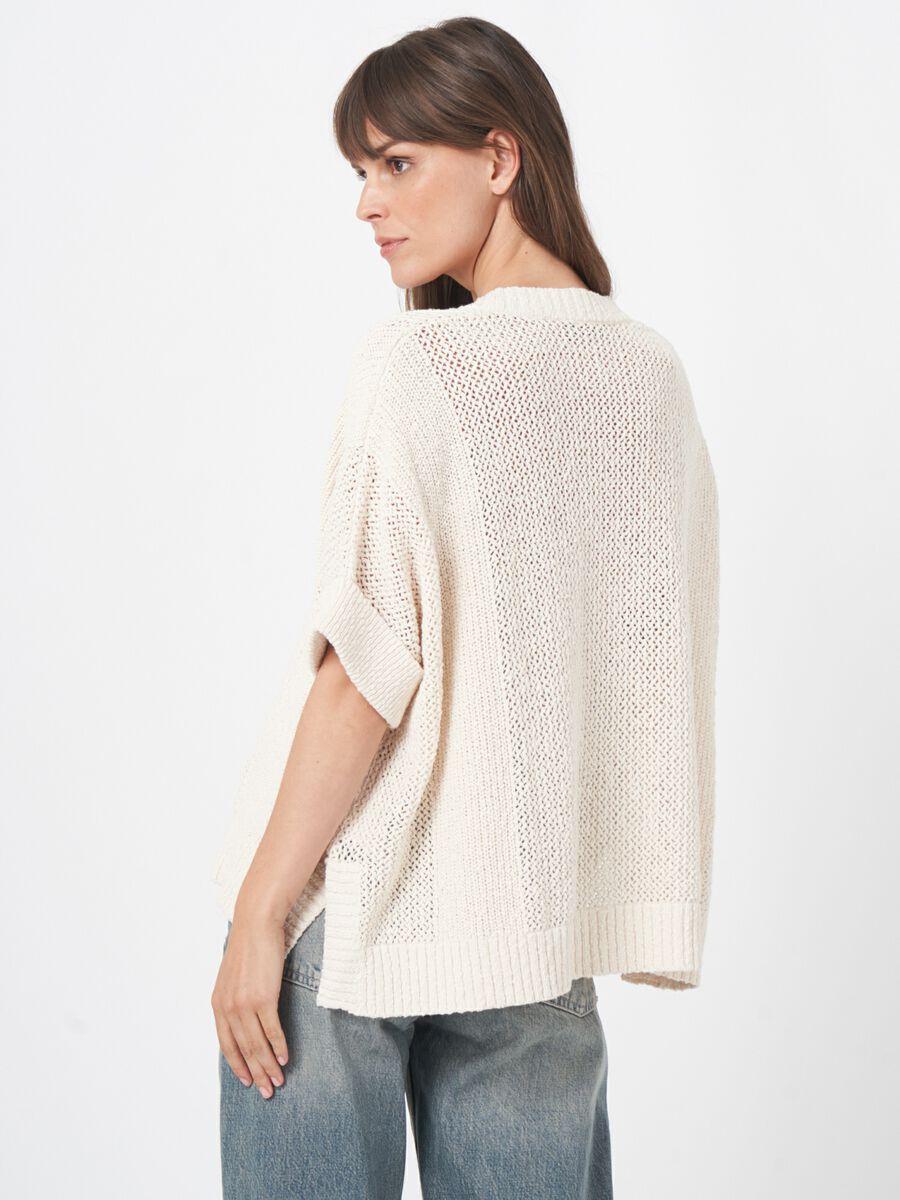 Repeat Cashmere Grof Gebreid Ajour Poncho Vest