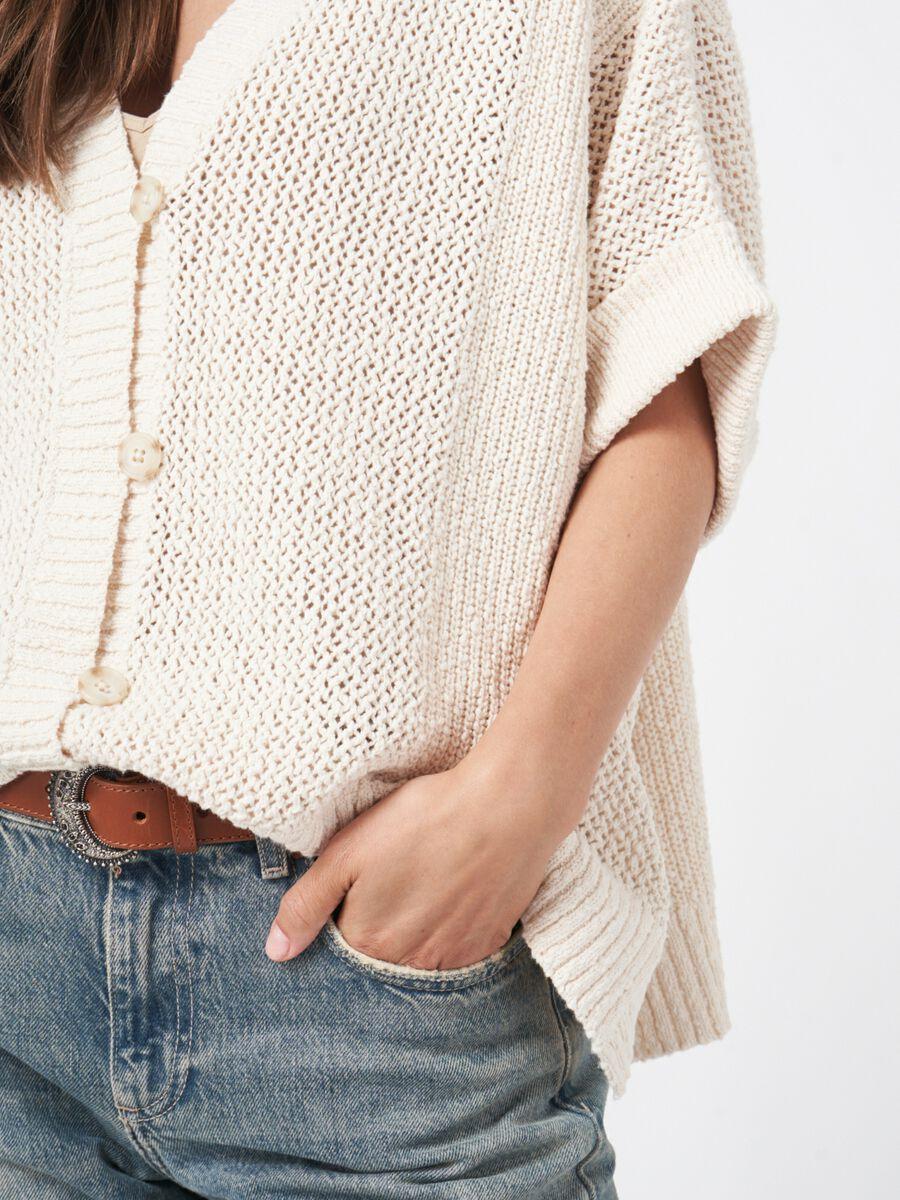 Repeat Cashmere Grof Gebreid Ajour Poncho Vest