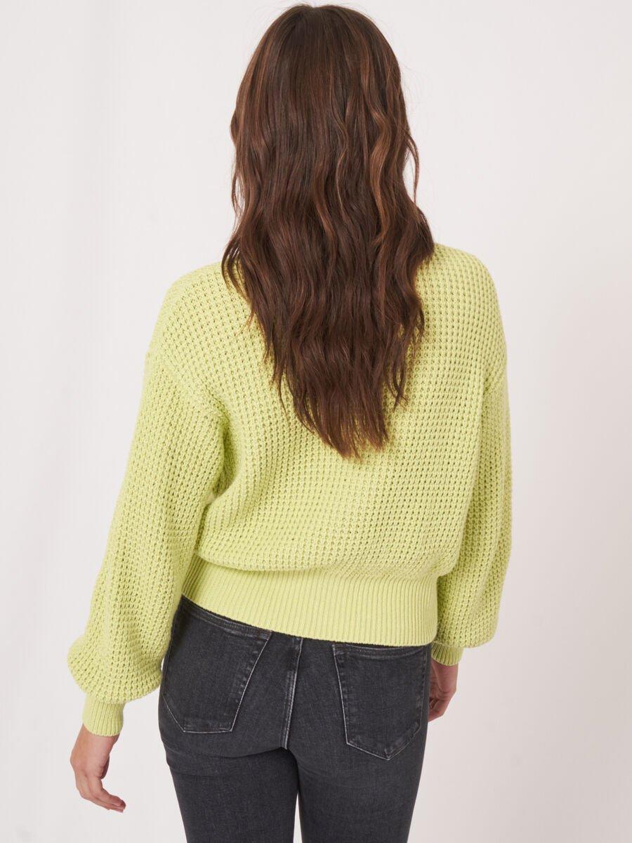 Repeat Cashmere Grof Gebreid Vest Met Pofmouwen