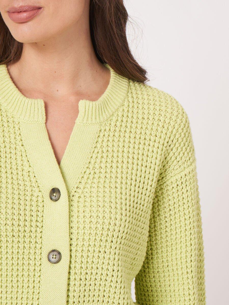 Repeat Cashmere Grof Gebreid Vest Met Pofmouwen