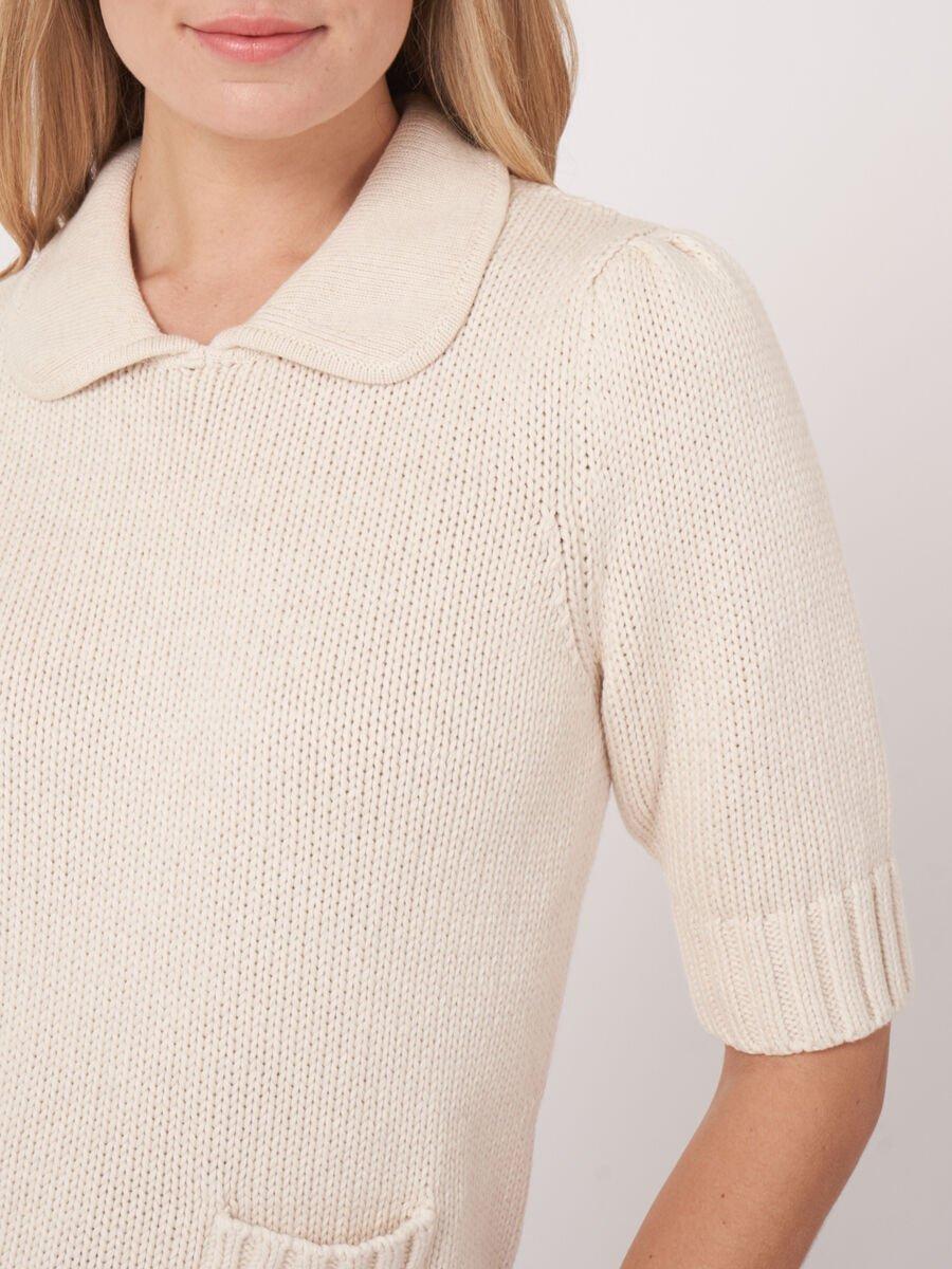 Repeat Cashmere Grofgebreide Trui Met Korte Mouwen