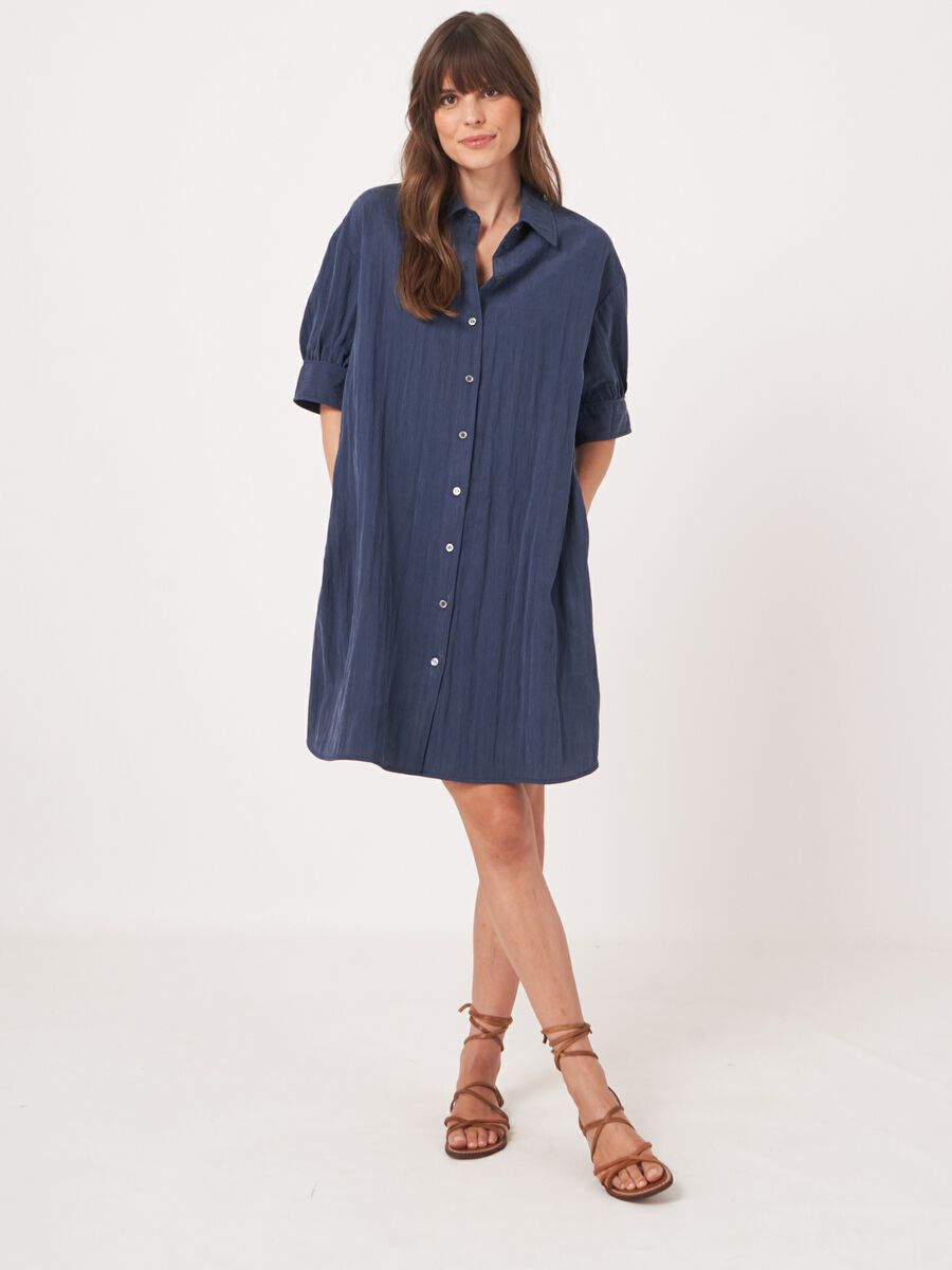 Repeat Cashmere Hemdjurk Met Korte Pofmouwen