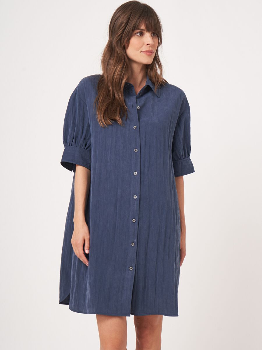 Repeat Cashmere Hemdjurk Met Korte Pofmouwen