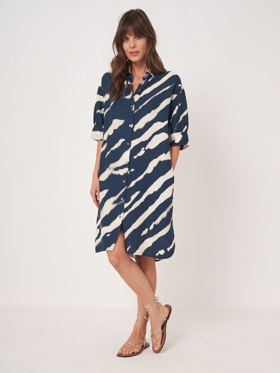 Repeat Cashmere Jurk Met Print Van Linnen-mix