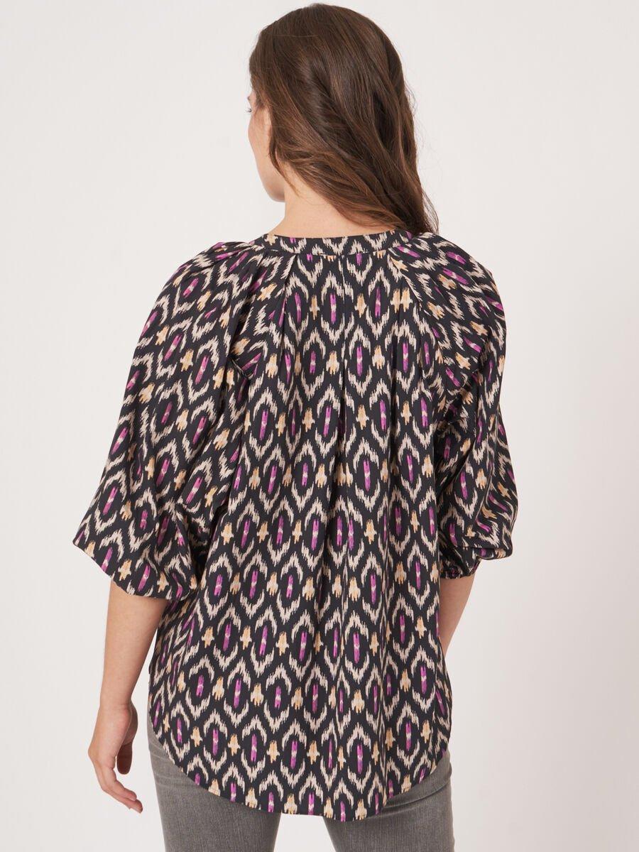 Repeat Cashmere Katoenen Blouse Met Ikat Print