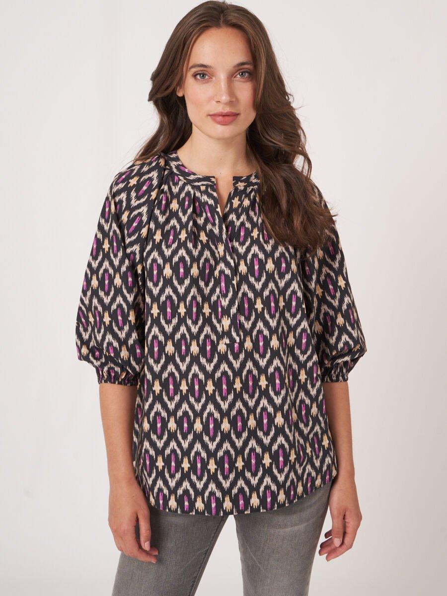 repeat cashmere Katoenen blouse met ikat print