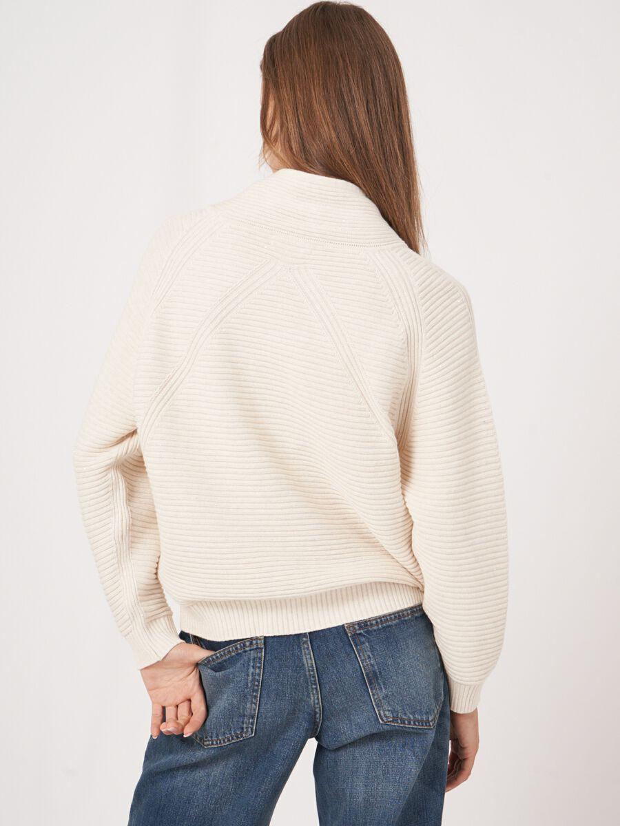Repeat Cashmere Katoenen Ribtrui Met Tunnelkoord