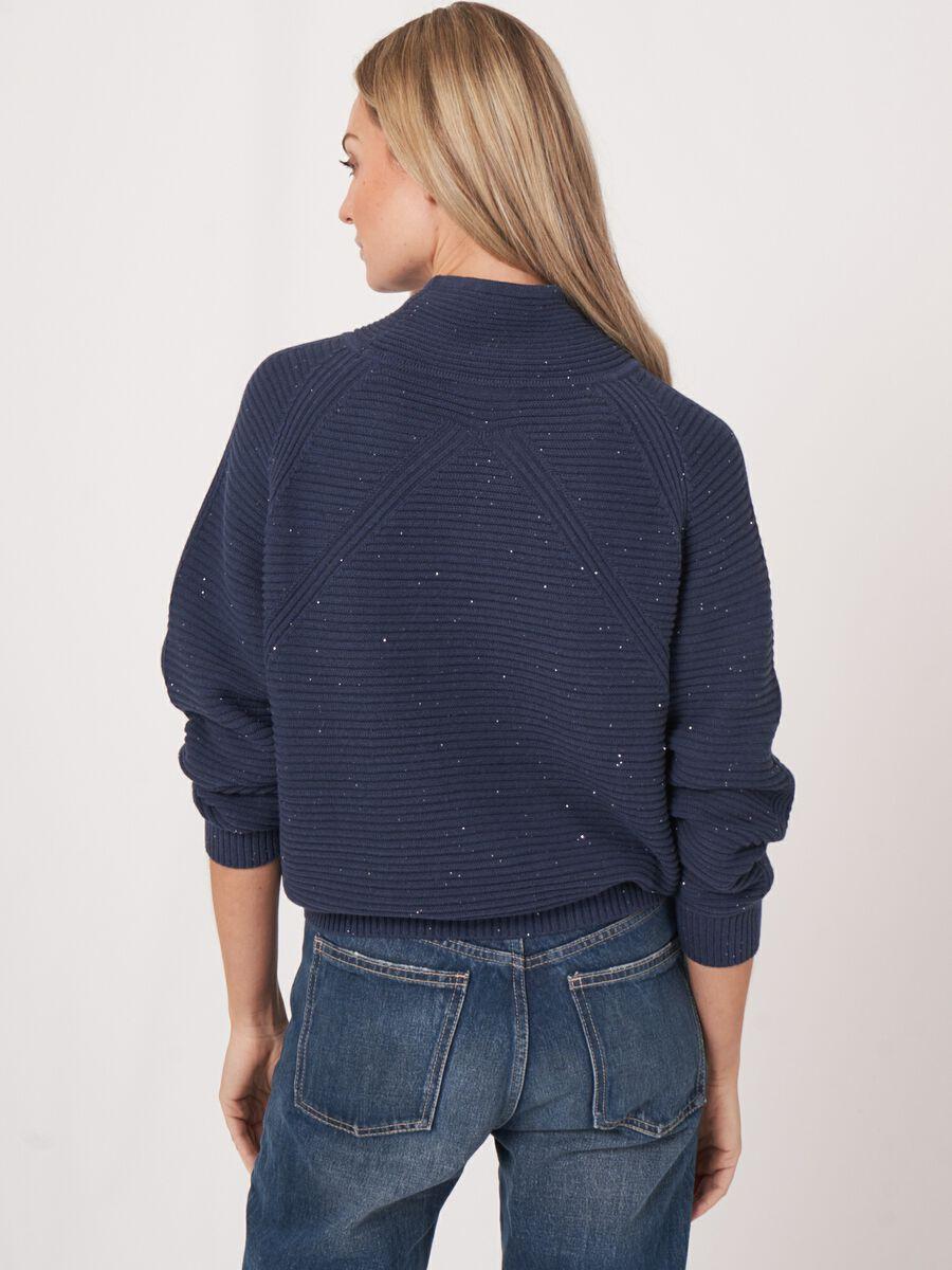 Repeat Cashmere Katoenen Ribtrui Met Tunnelkoord