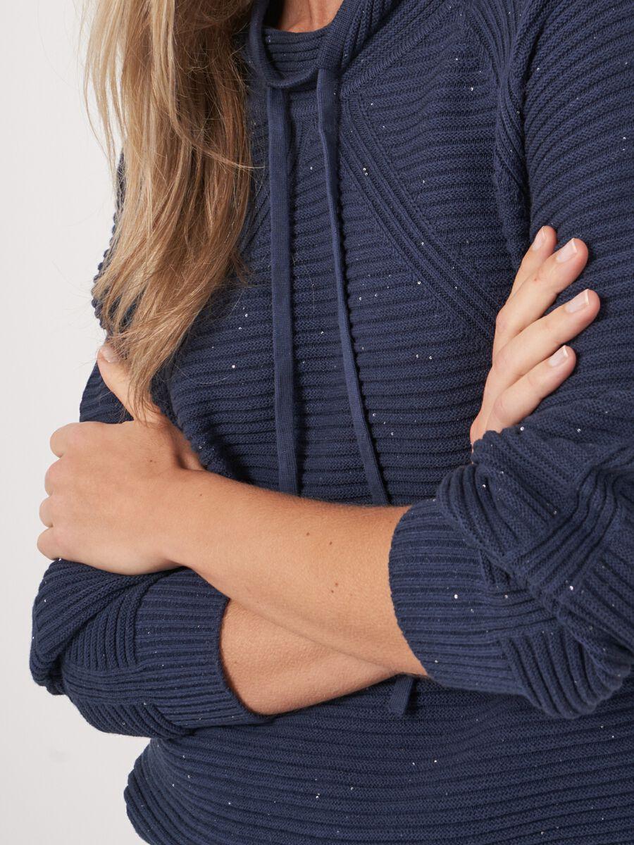 Repeat Cashmere Katoenen Ribtrui Met Tunnelkoord