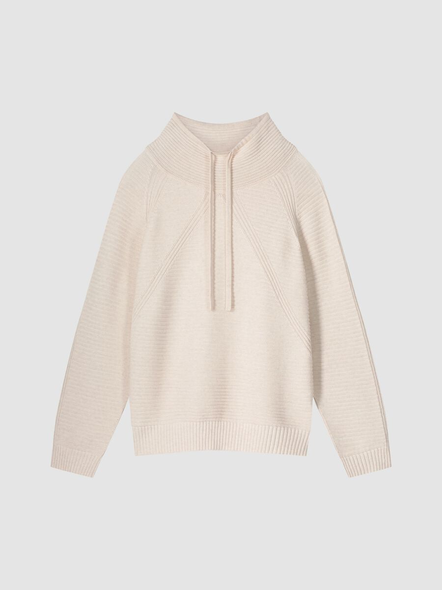 repeat cashmere Katoenen ribtrui met tunnelkoord