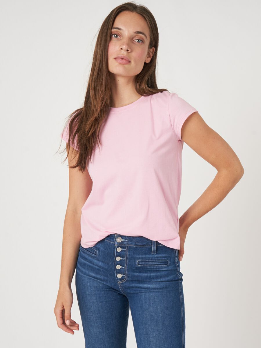 repeat cashmere Katoenen T-shirt met kapmouw