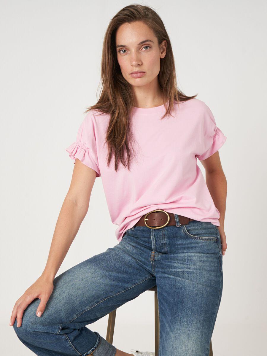 repeat cashmere Katoenen T-shirt met ruches