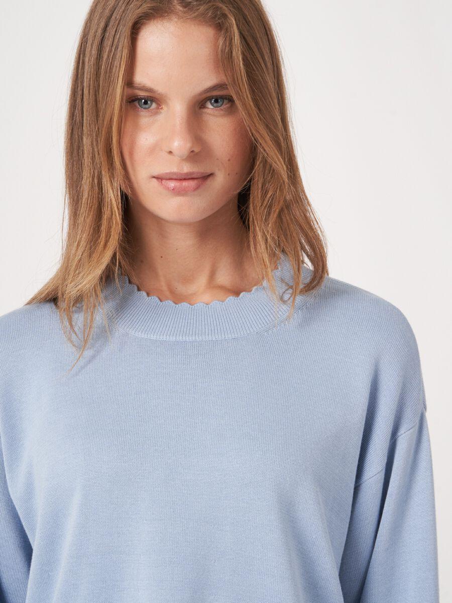 Repeat Cashmere Katoenmix Trui En Golvende Zoom