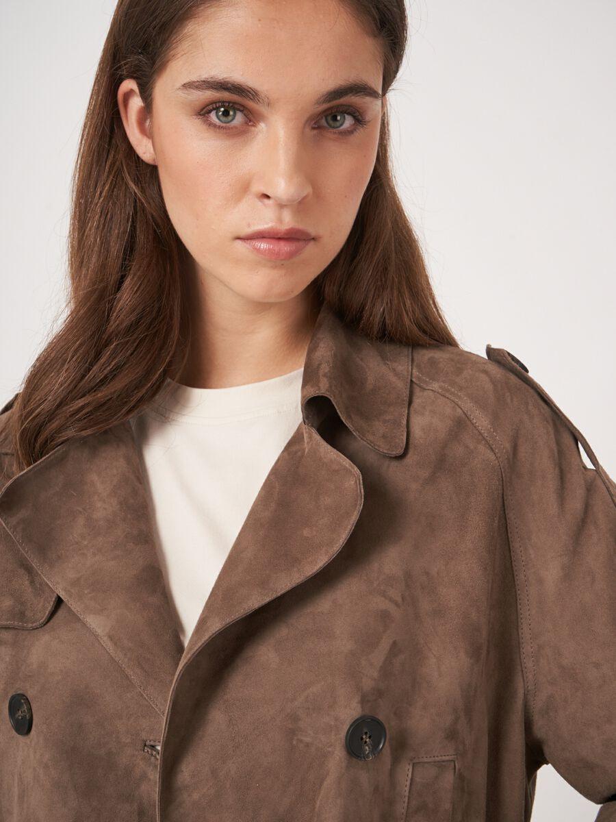 Repeat Cashmere Kort Trench Jasje In Suède