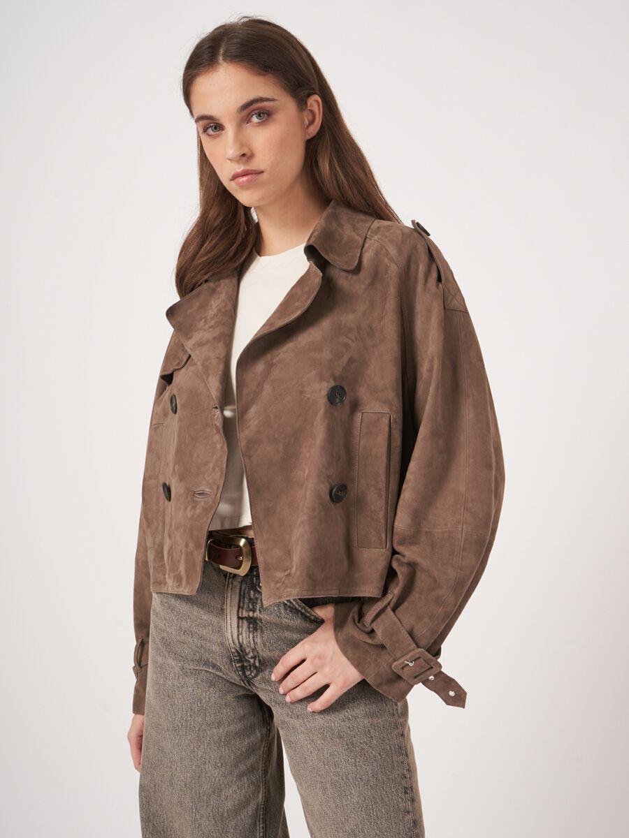 repeat cashmere Kort trench jasje in suède