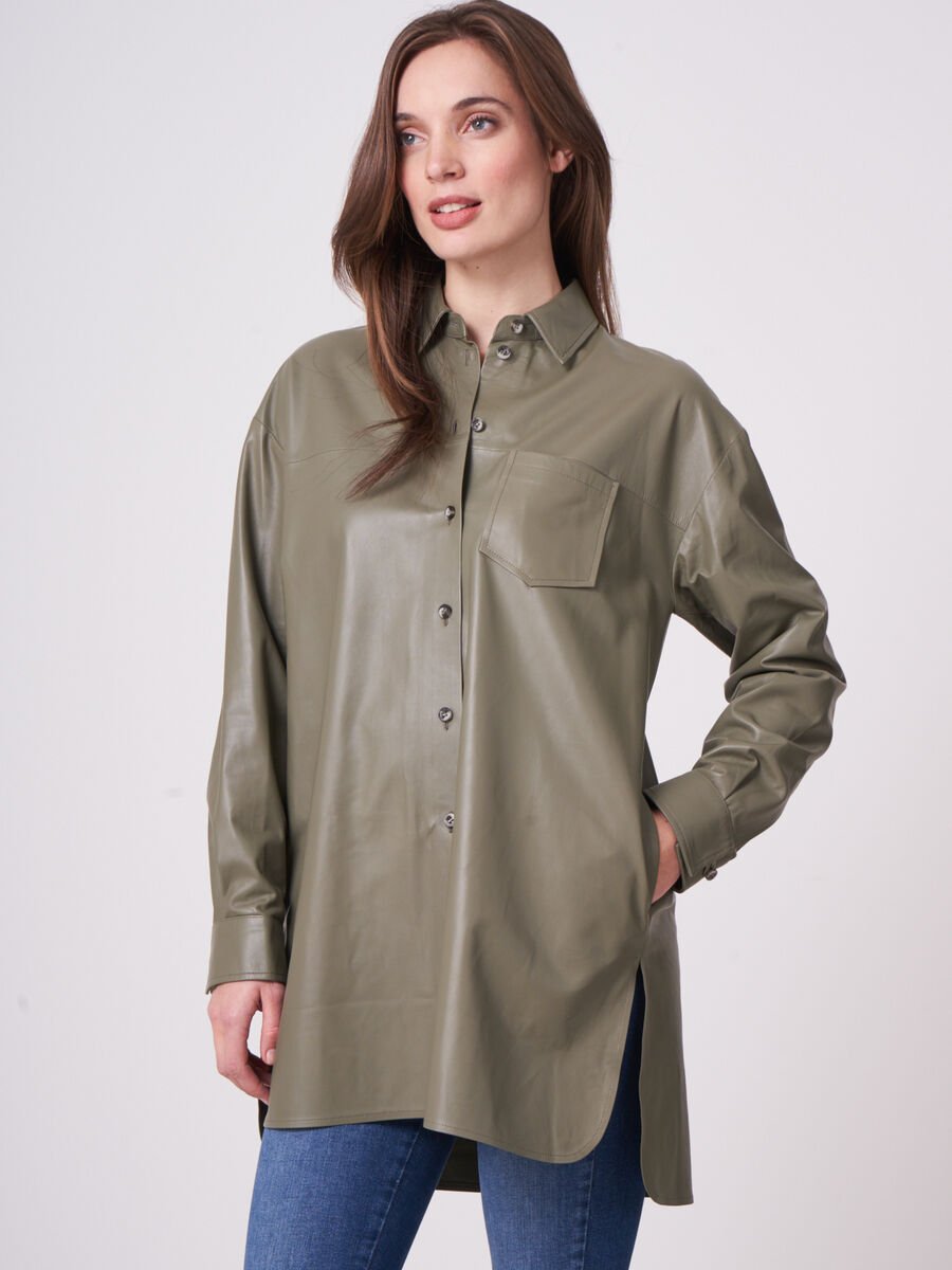 Repeat Cashmere Lange Leren Blouse