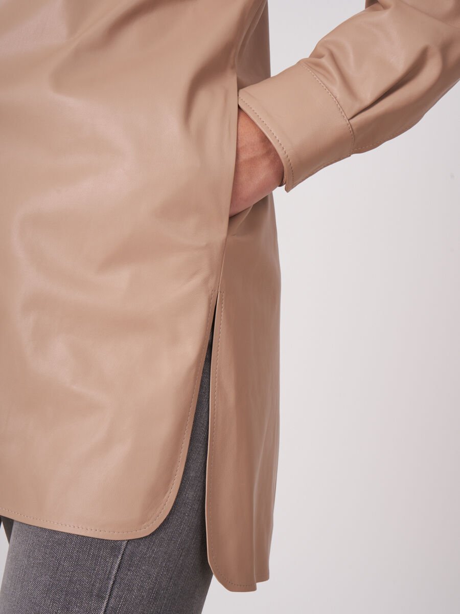 Repeat Cashmere Lange Leren Blouse