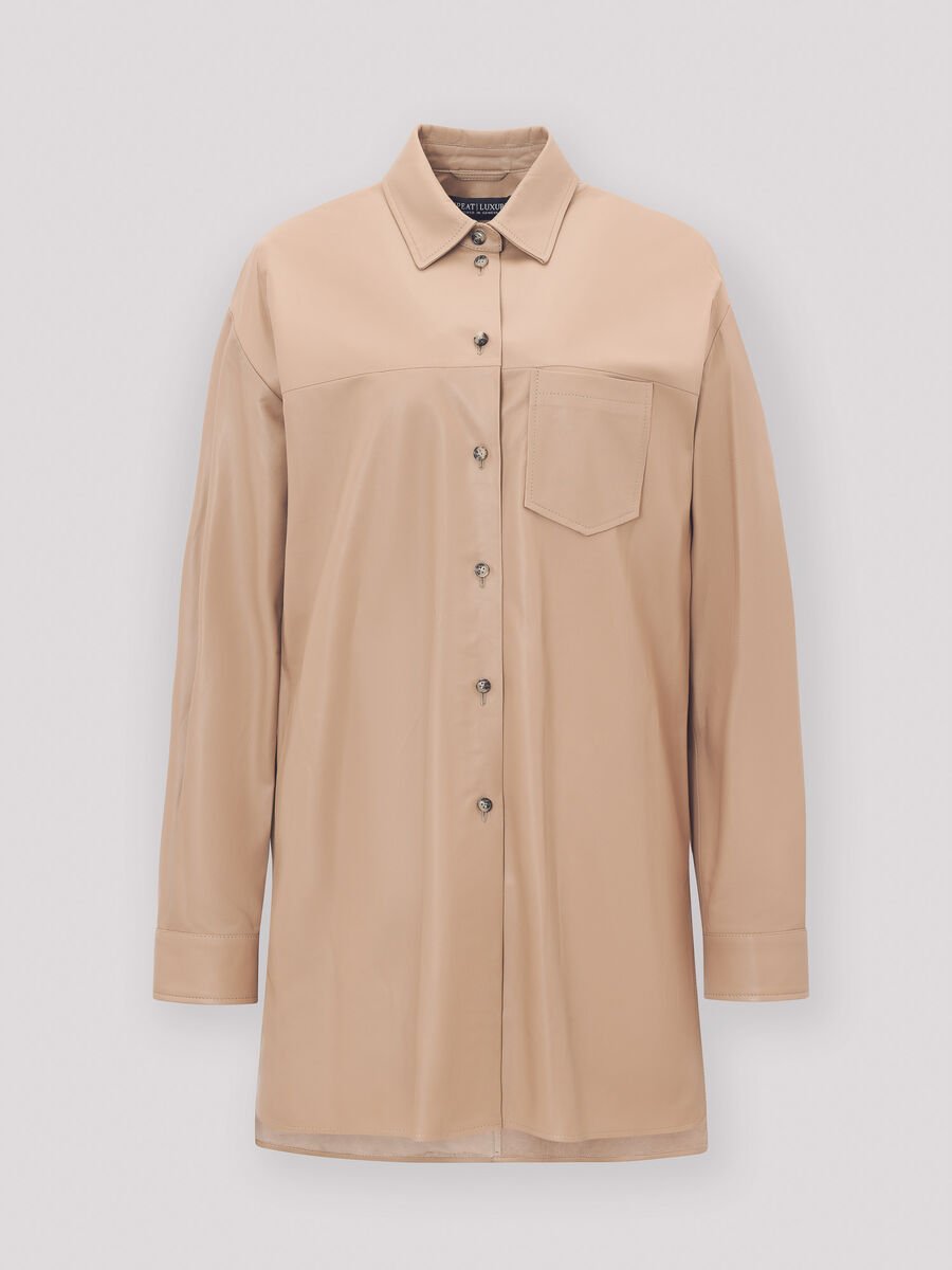 repeat cashmere Lange leren blouse