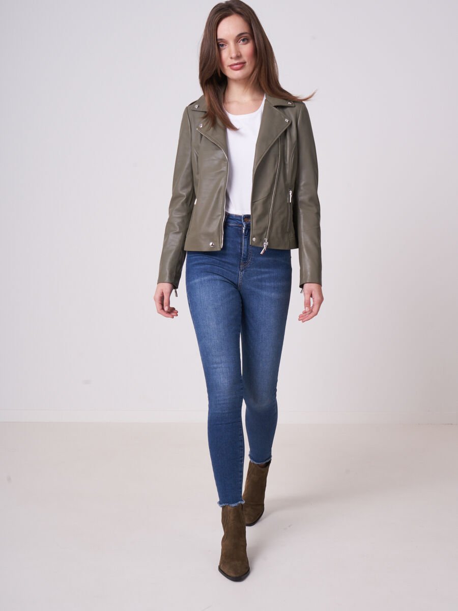 Repeat Cashmere Leren Bikerjas