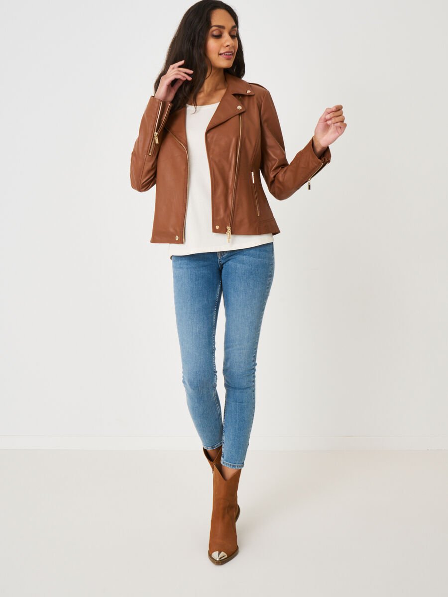 Repeat Cashmere Leren Bikerjas