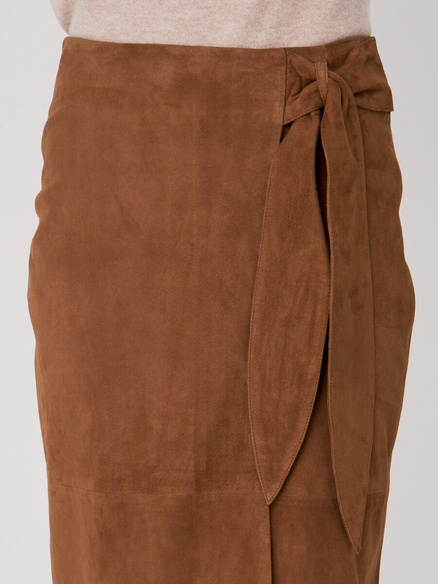 Repeat Cashmere Leren Overslagrok Met Strik