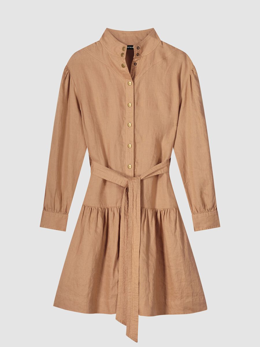 repeat cashmere Linnen A-lijn overhemdjurk