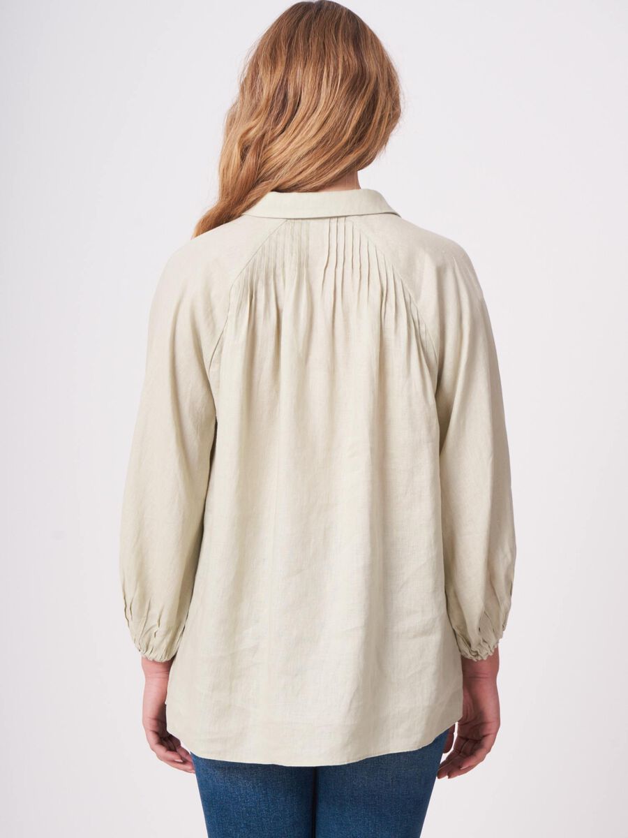 Repeat Cashmere Linnen Blouse Met Pofmouwen