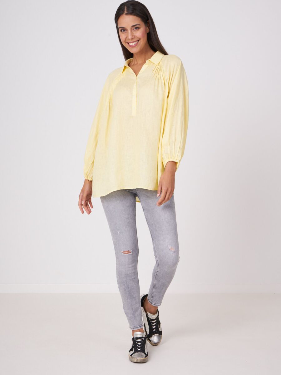Repeat Cashmere Linnen Blouse Met Pofmouwen