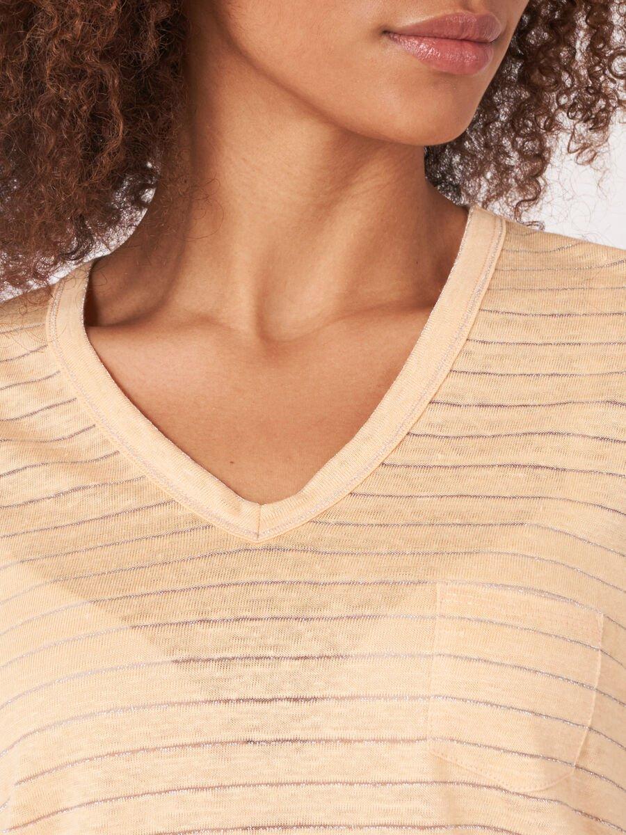 Repeat Cashmere Linnen T-shirt Met Lurexstrepen