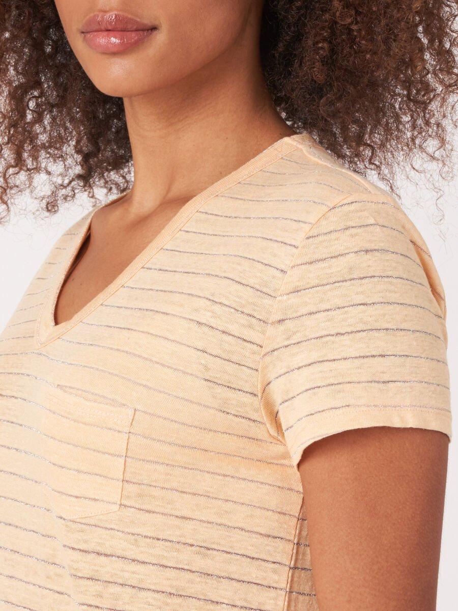 Repeat Cashmere Linnen T-shirt Met Lurexstrepen