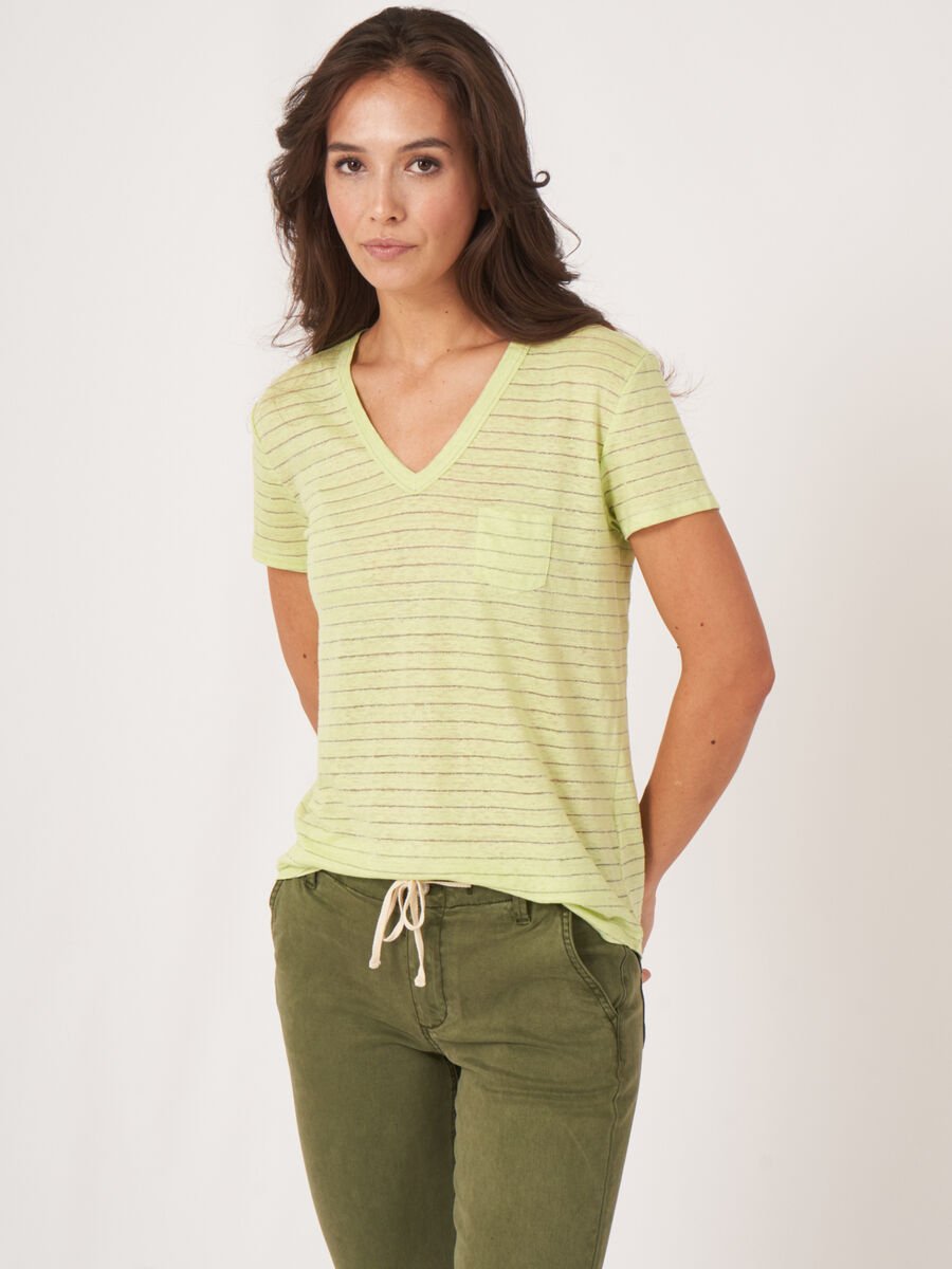 Repeat Cashmere Linnen T-shirt Met Lurexstrepen