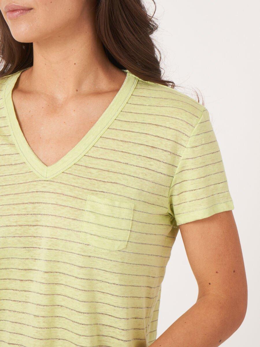 Repeat Cashmere Linnen T-shirt Met Lurexstrepen