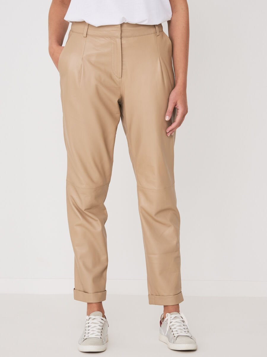 repeat cashmere Loose fit leren broek