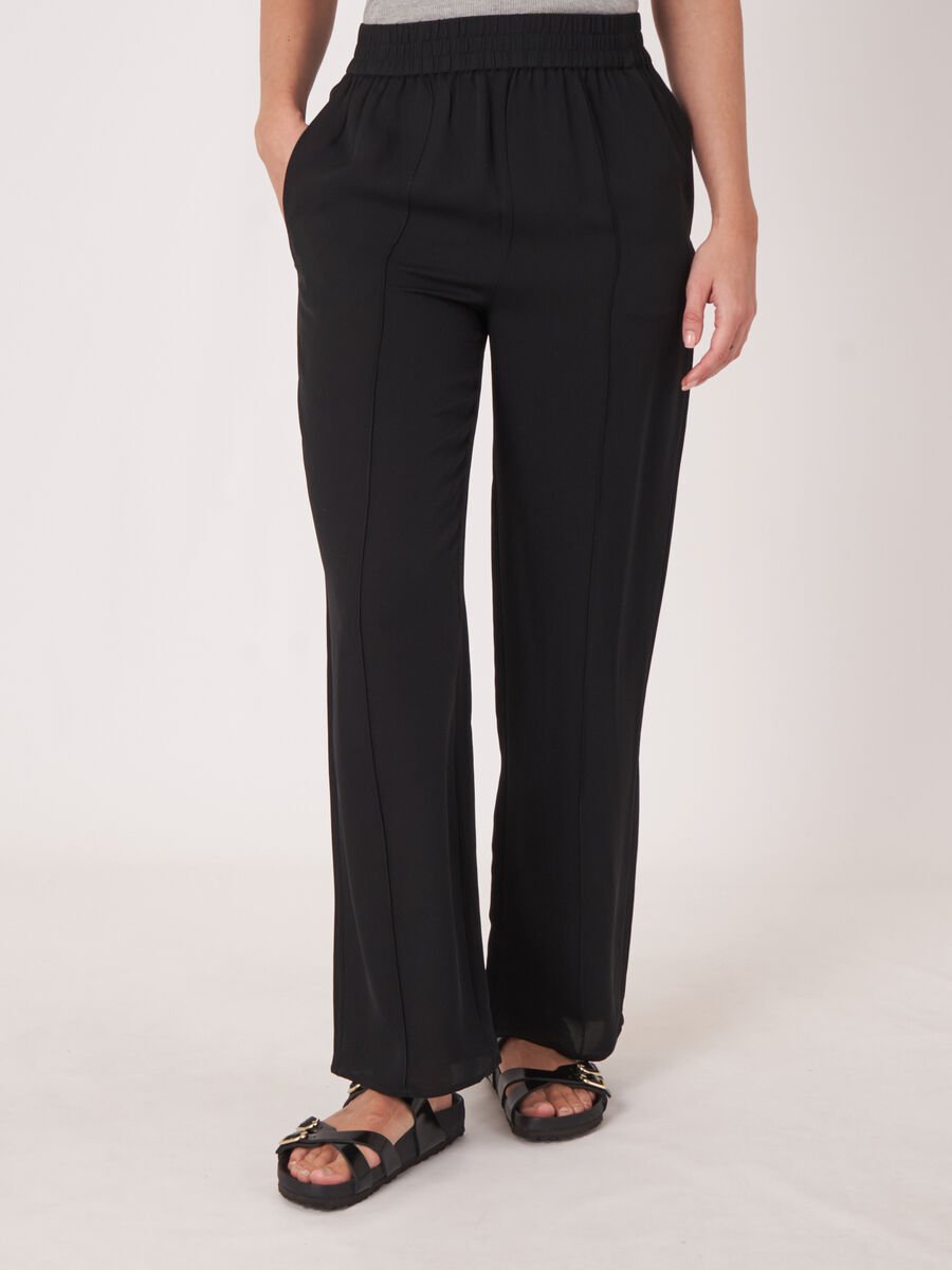 repeat cashmere Losse zijden broek